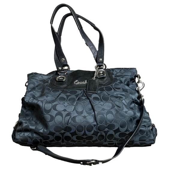 Coach Handbags - Coach Ashley Signature Black Satchel Bag Detachable Shoulder Strap F1175